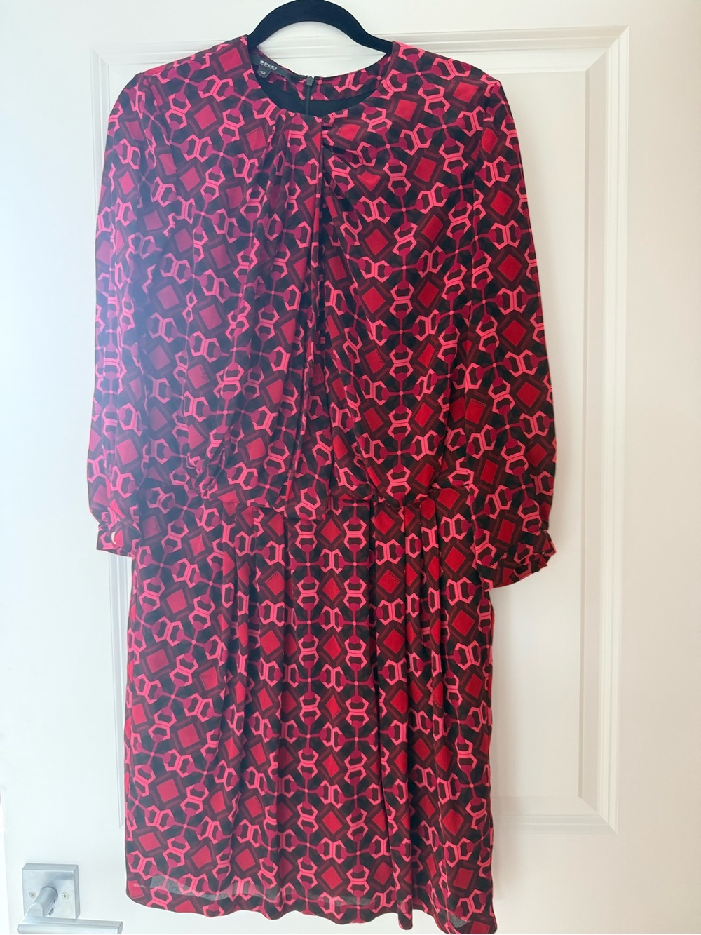 Gucci Red and Black Geometric Zip-Back Dress